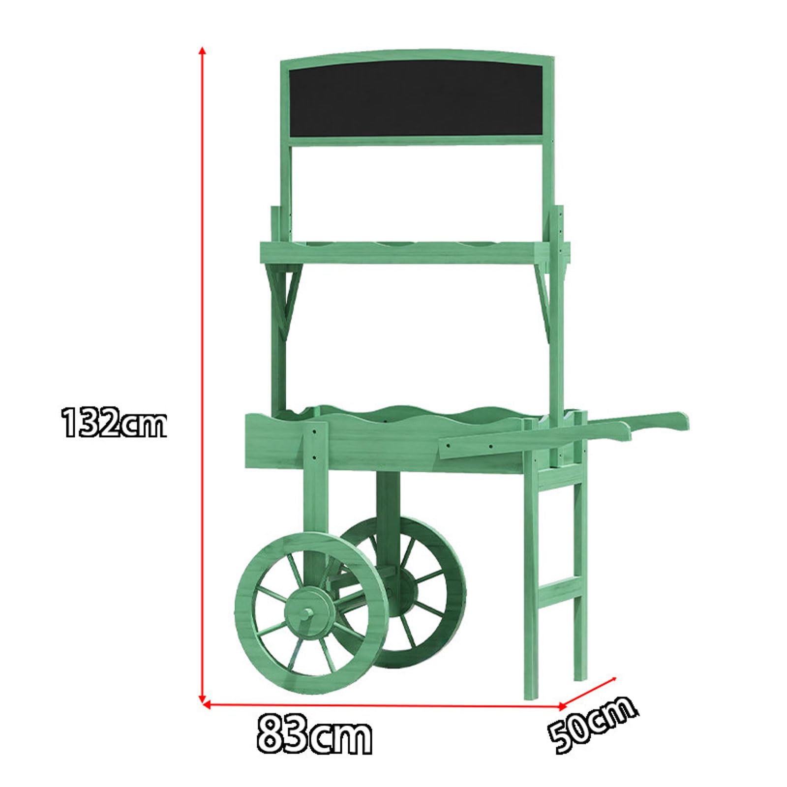Carrello per Fiori con Ruote per Negozio Fiori Carretto per Dolciumi a Due Piani In Legno Massello con Lavagna Carretto Espositivo In Legno per Vetrine Negozi per Fiorai Cortili Giardini(White)