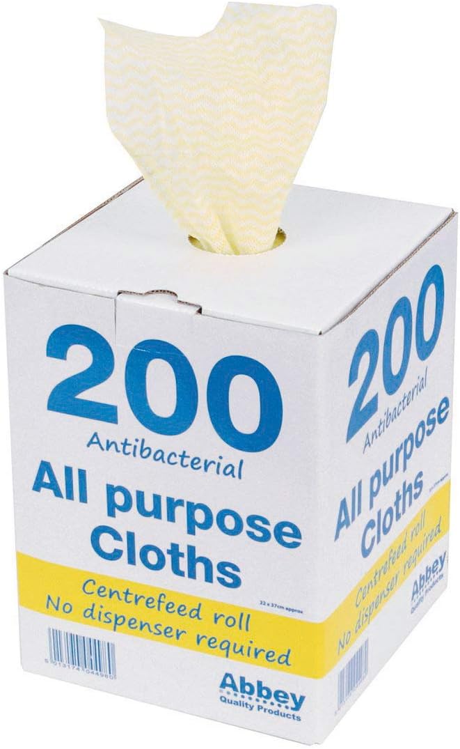 200 All Purpose Cleaning Cloths in Portable Box Dispenser – Semi Disposable Cleaning Cloths to Clean Surfaces, Bathroom, Windows, Dishes – Kitchen Cloths 37x22cm – J Cloths Yellow