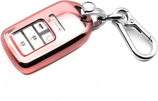 Fit for Honda Civic CR-V CR-Z Fit Accord Odyssey Clarity HR-V Insight Passport Pilot Ridgeline Crosstour TPU Key Fob Cover Case Shell Holder Keyless Entry Sleeve Accessories, Pink