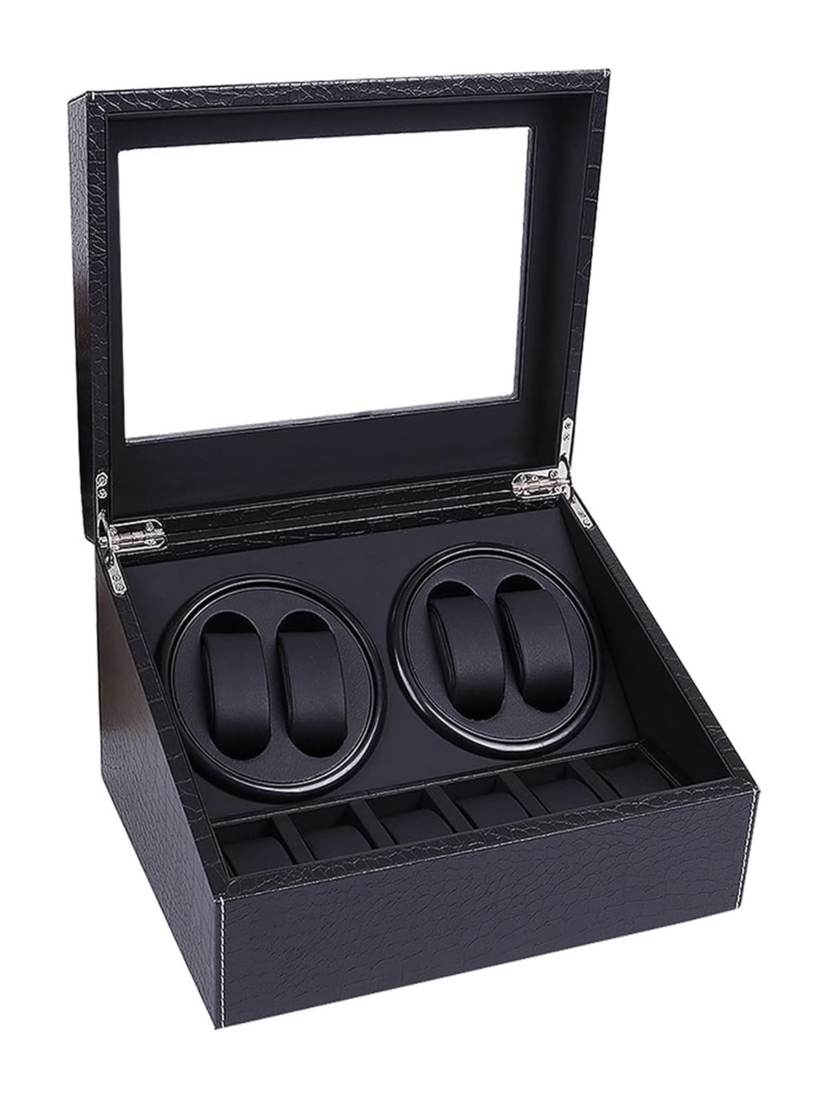 OLSKFUH Watch Box Automatic Watch Winder Display Box With Quiet Motors, Carbon Fiber Leather Winder, Automatic Rotation,4+6 Leather Rotating Display Watch Case,