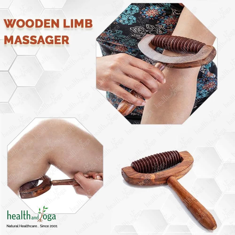 HealthAndYoga® NatureSooth Limb Massager- Wooden Roller Barrel with Grooves for Legs & Arms - Reduces Cellulite, Eases Muscular Tension, Improves Skin Texture- T-Shape Maderoterapia Body Massage Tool HealthAndYoga® NatureSooth Limb Massager- Wooden Roller Barrel with Grooves for Legs & Arms - Reduces Cellulite, Eases Muscular Tension, Improves Skin Texture- T-Shape Maderoterapia Body Massage Tool
