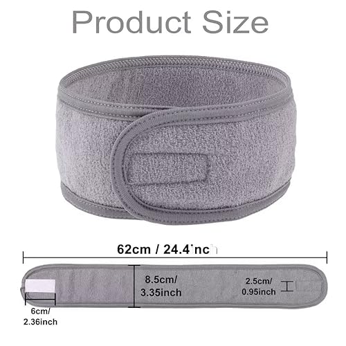Miniatura 2 de Afahok 2 diademas faciales de spa, diadema suave y ajustable con cinta mágica de Terry, envoltura de maquillaje elástica de tela para lavado de