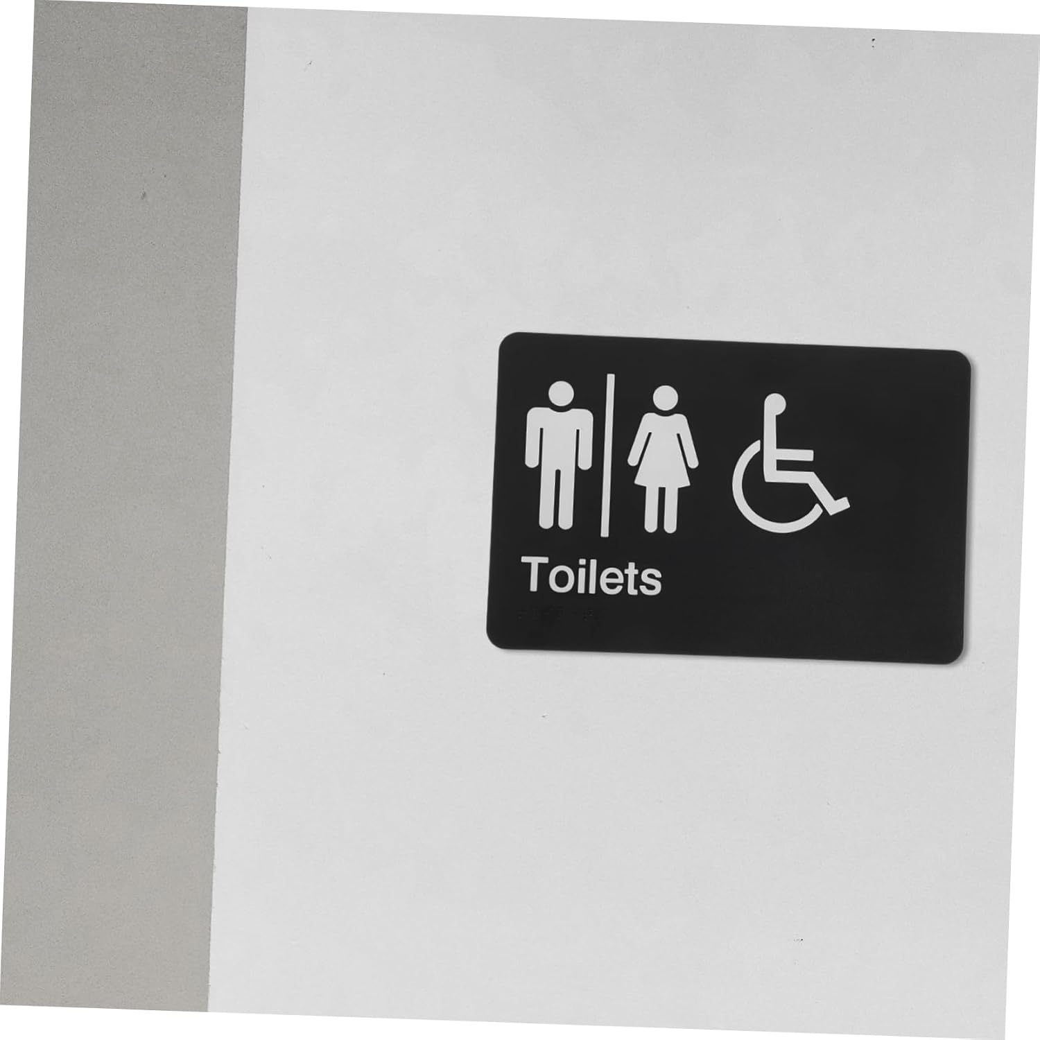 CHILDWEET Unisex Bathroom Sign with Braille and Directional Arrows Sturdy Material Self-adhesive for Easy Installation for Indoor and Outdoor Use All-gender Restroom Identification Sign