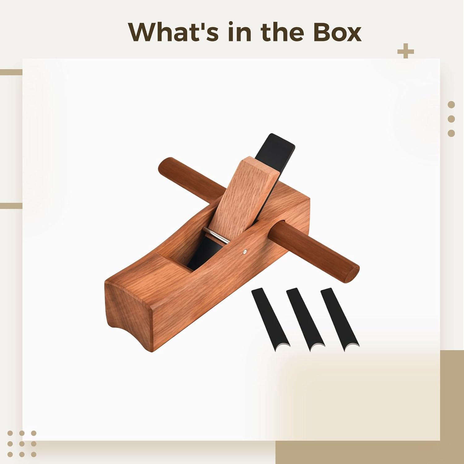 6.7 in Planer with 3 Blades, Half Round Corner Woodworking Tool, Edge Trimming Tool, Rosewood and High Manganese Steel