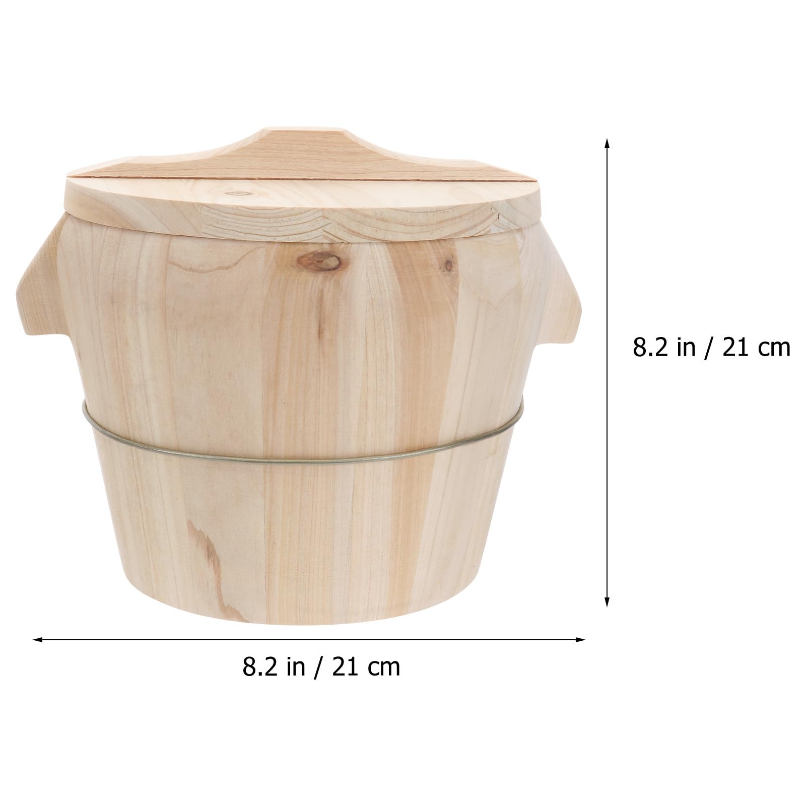 OSALADI Dampfgarer Reisdampfeimer aus Natürlichem Holz mit Deckel und Beweglichem Boden Küchenzubehör für Gedämpften Reis