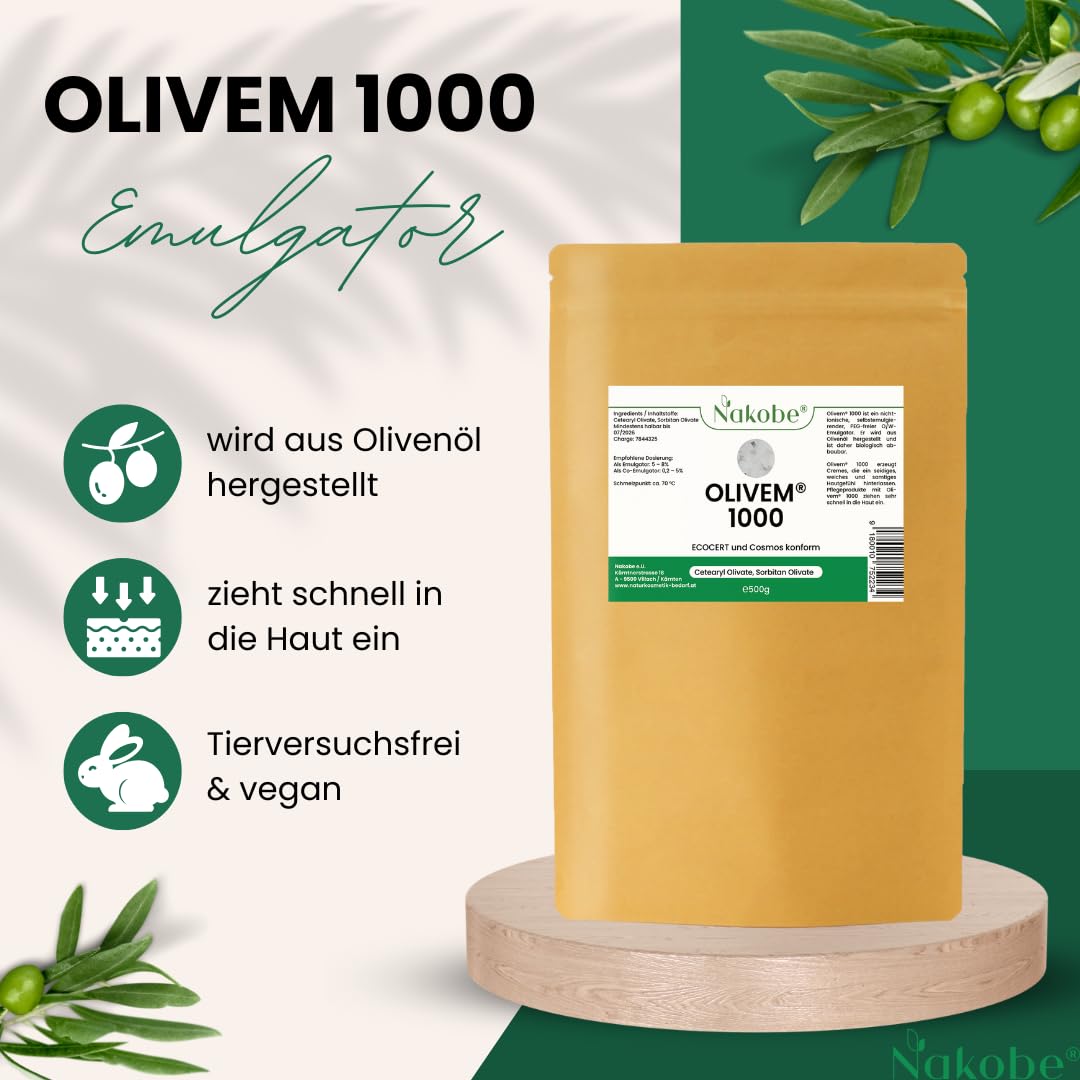 Olivem 1000, 500g, Emulgator, Konsistenzgeber, PEG-frei (500g)