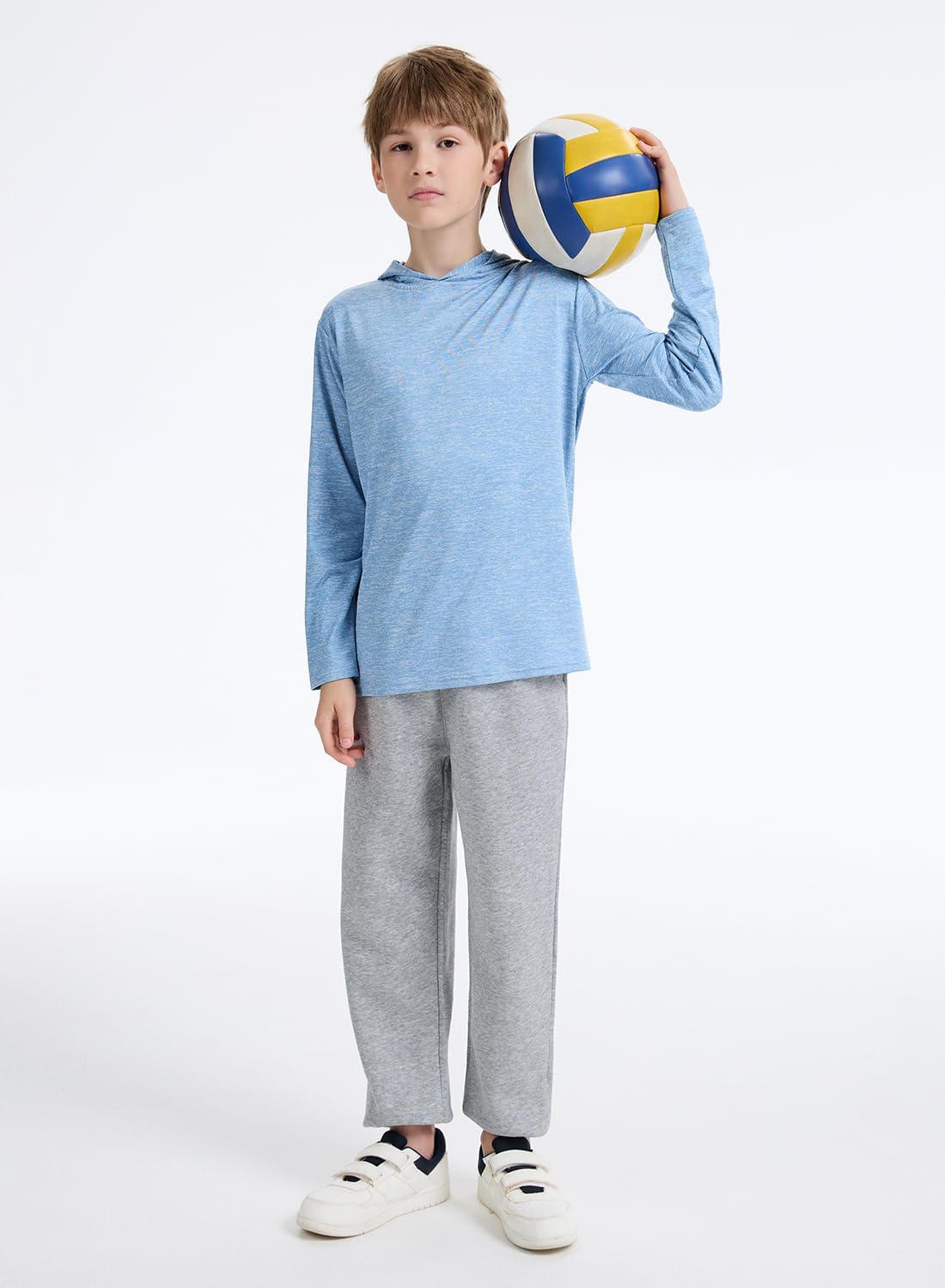 3 Pack Dry-Fit Youth Boys Long Sleeve Athletic Hoodie Sweatshirts Active Hooded Pullover Shirts for Teen Kids - Image 5