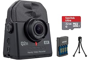 Q2n 4K Handy Video Recorder (Bundle with 32GB Memory Card, Tripod, Charger)