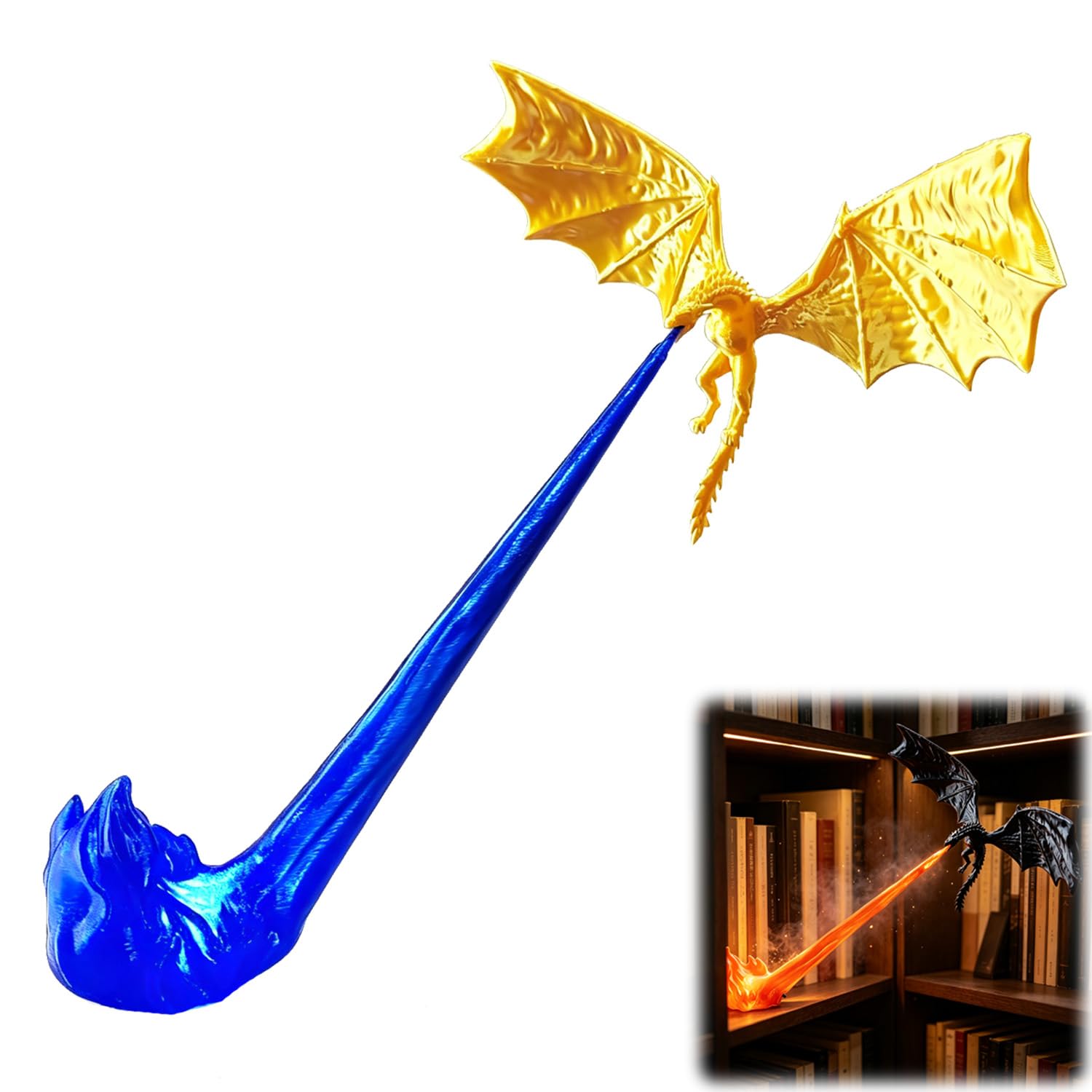 Nuyiac Dragon Bookshelf Nook Light, 3D Printed Dragon Book Shelf Light，B2：S