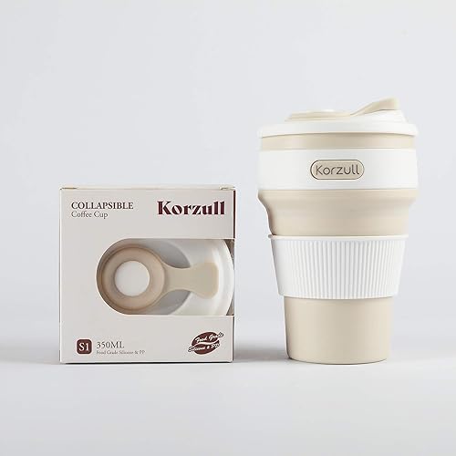 Miniatura 5 de Taza de café plegable con tapa, reutilizable y plegable, tamaño de bolsillo, color polvo de bebé, 12 onzas  11.8 fl oz, a prueba de fugas, sin olor,