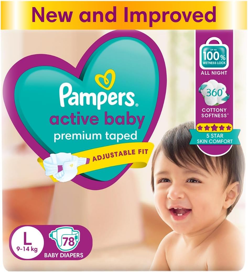 Active Baby Diapers, Large (78 Count)