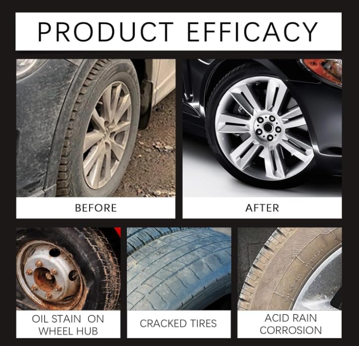 Crème nourrissante pour pneus, crème de rénovation pour pneus, préserve l'éclat, cire nettoyante et rénovatrice puissante pour jantes, protection UV et revêtement imperméable,pour voiture (2)