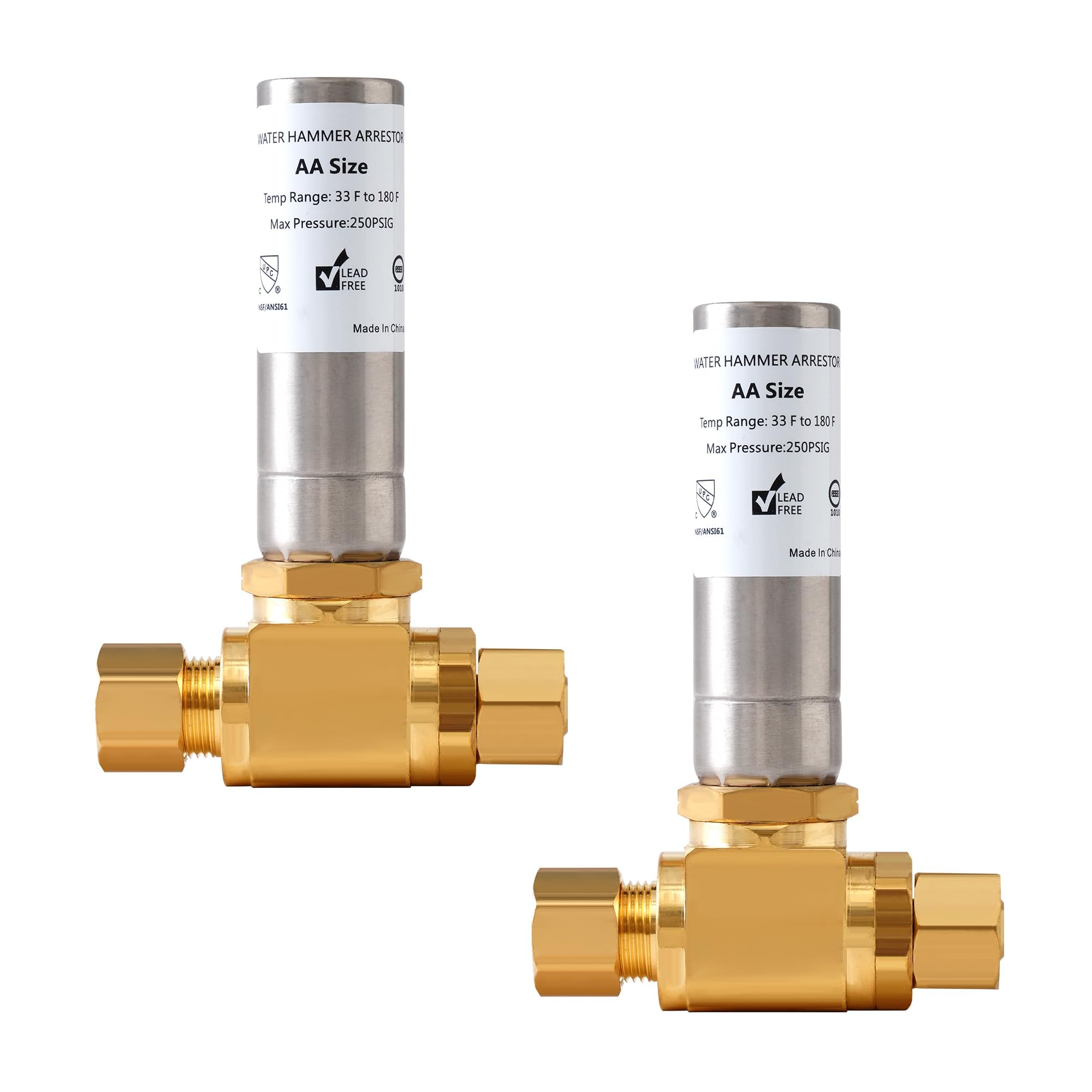 Photo 1 of (2-Pack) SECKWHALE Tee Stainless Steel Water Hammer Arrestor, 3/8 Inch x 3/8 Inch Compression Connection, for Dishwasher, Sink, Toilet, Faucet, Stop Pipe Knock and Reduce Banging Noise(Pack-2)