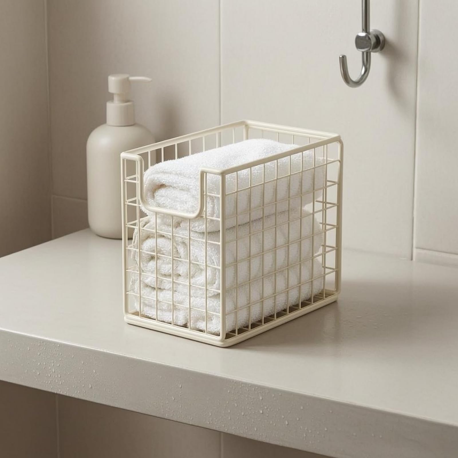 Cesto Rettangolare Metallico Struttura Aperta Cesto Griglia Design Industriale Contenitore Domestico per Pavimento, Nero, Senza Ruote
