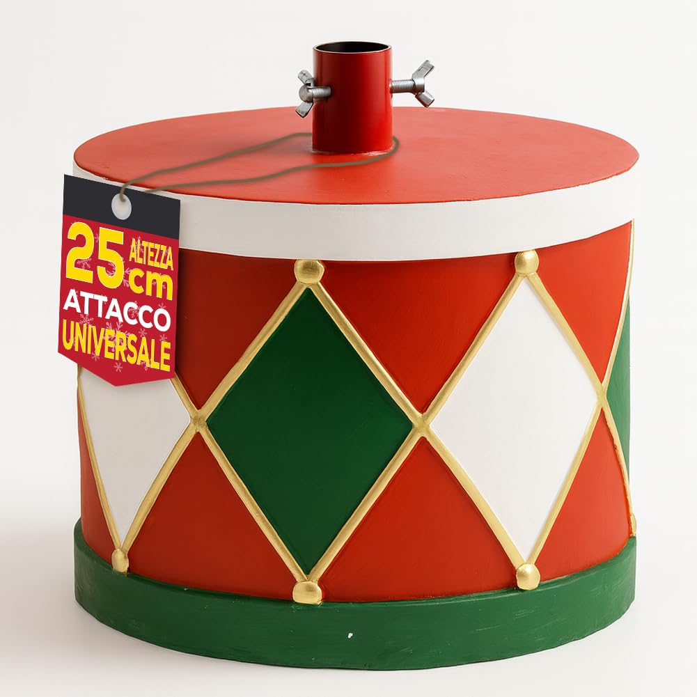 BAKAJI Base Per Albero Di Natale In Resina Verde 32x32x35 Cm – Supporto Decorativo Con Viti Regolabili, Adatto Per Alberi Artificiali E Naturali