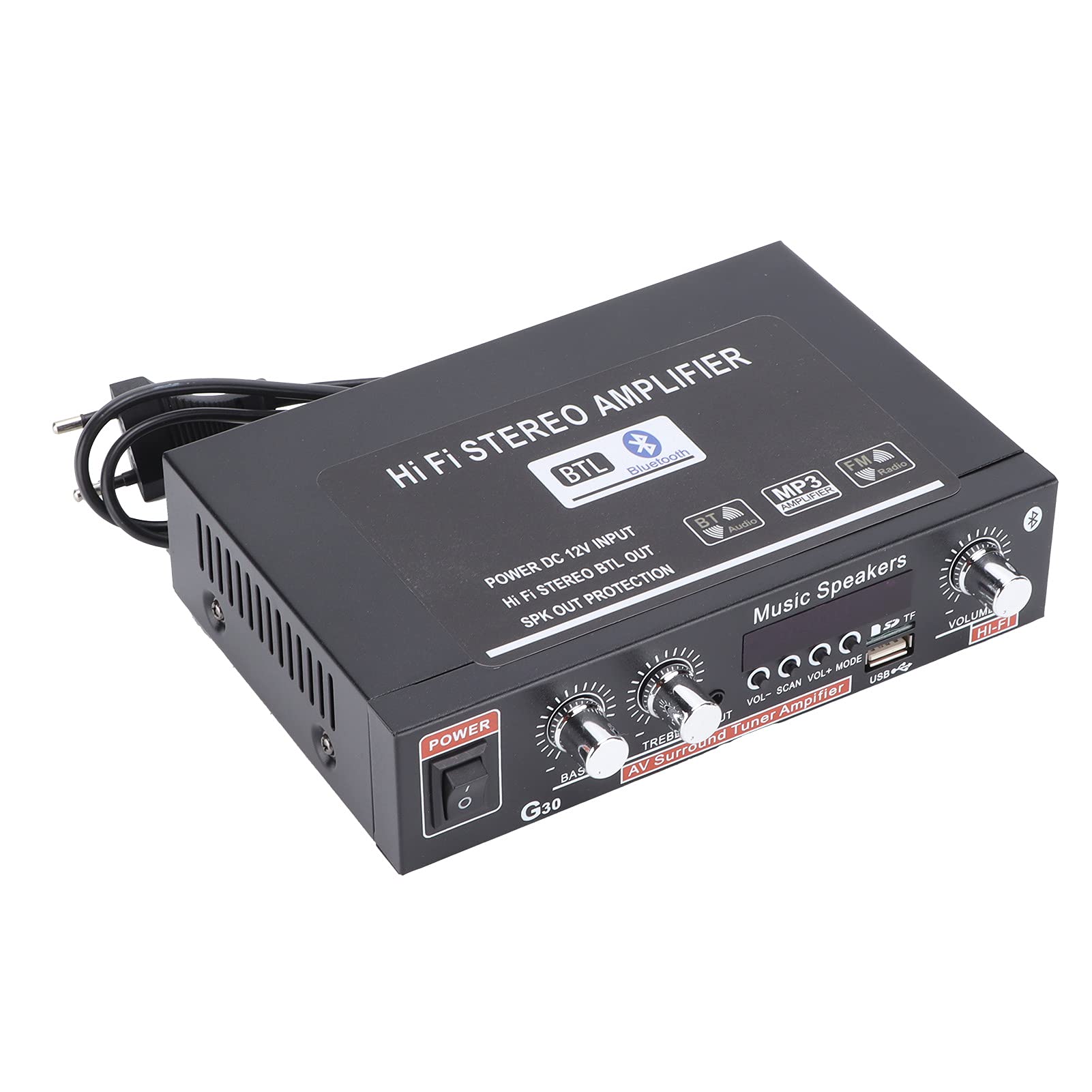 Amplificador Digital Inteligente con Control Remoto Compatible con MP3 USB y Radio FM Estéreo para Casa o Coche con Sonido Claro y Potente