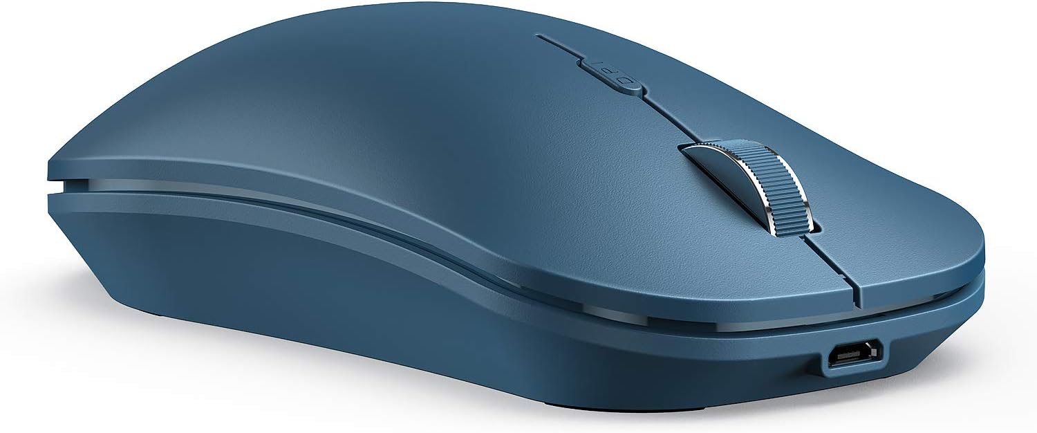 seenda Wireless Bluetooth Mouse - Rechargeable Wireless Mouse Multi-Purpose (BT 4.0+USB+Type C 3-Way Connection) PC Mice Compatible with iPad iPhone Mac OS Android Windows - Blue