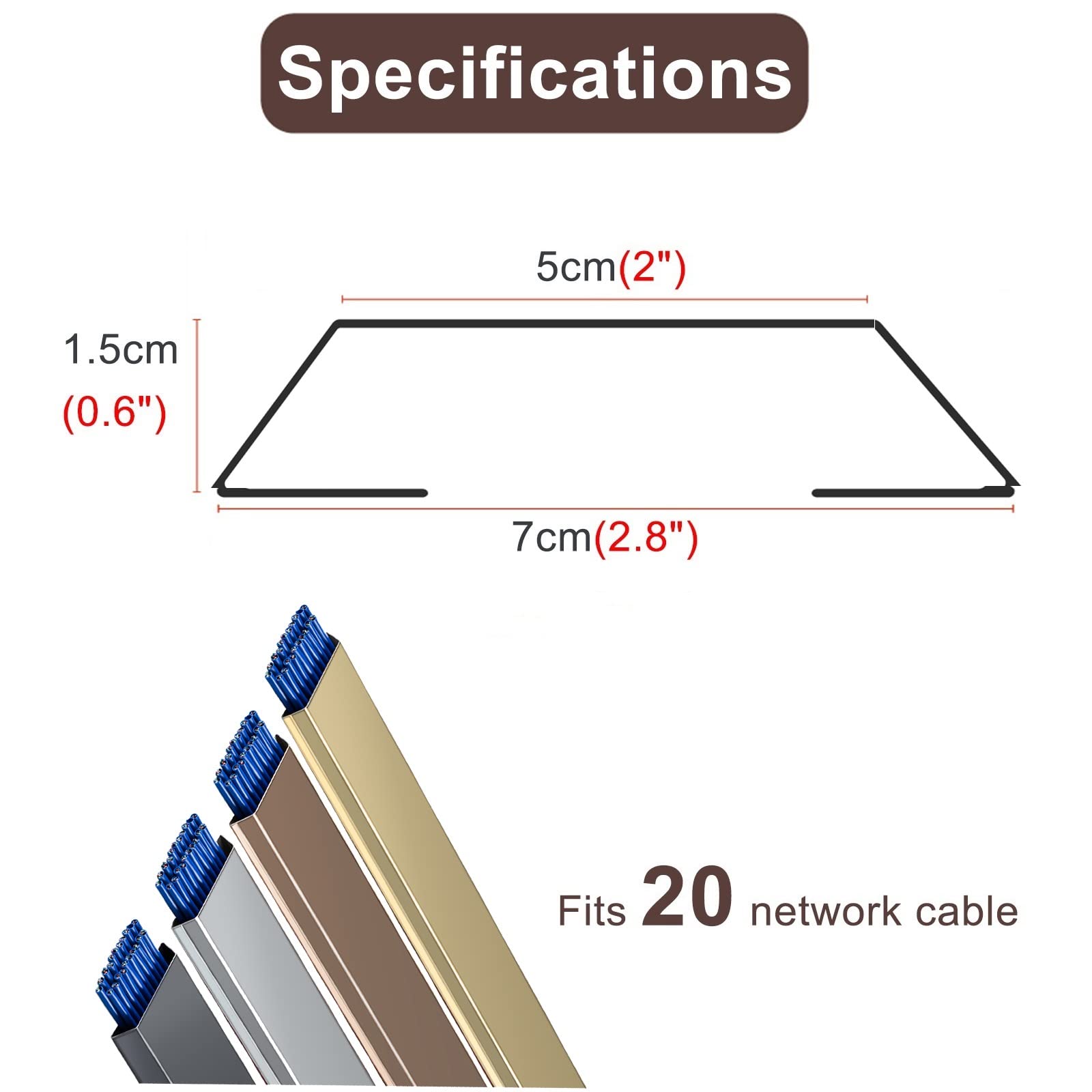Extra breite/große Kabelabdeckung für 20-Zoll-Netzkabel von Computerbildschirmen, stolpersicherer, robuster, dekorativer Sicherheitskabelkanal, Metall, Schutz für Kinder, Hunde und Katzen, Schwarz, Lä