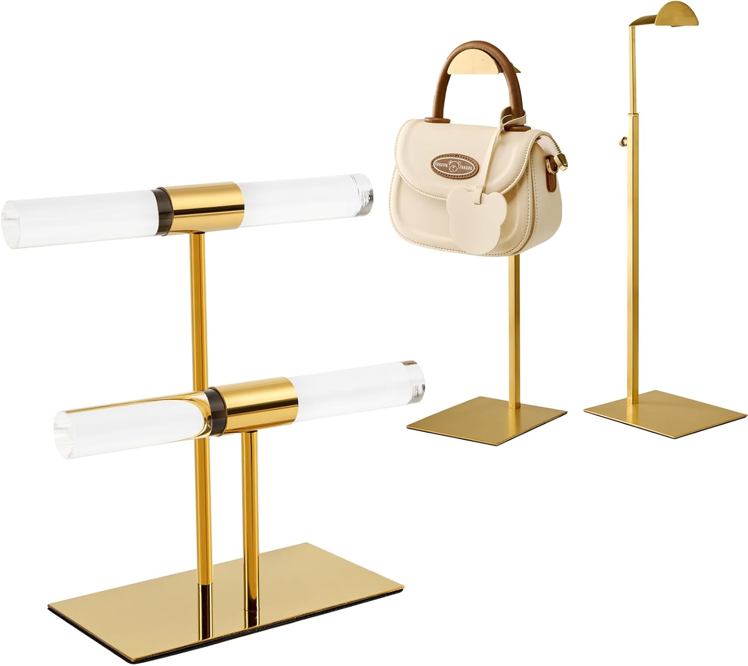 Purse Display Stand 2PCS and 1PCS Acrylic 2-Tier Jewelry Towers