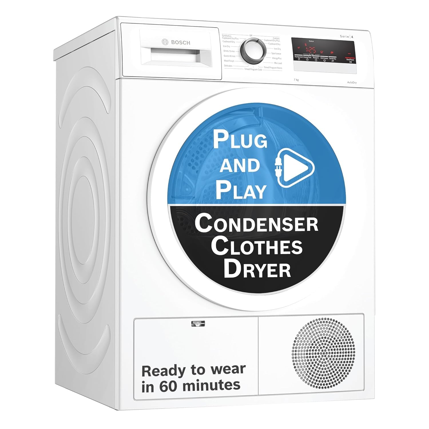 Bosch 7 kg Fully Automatic Condenser Tumble Dryer WTN86203IN, White ...