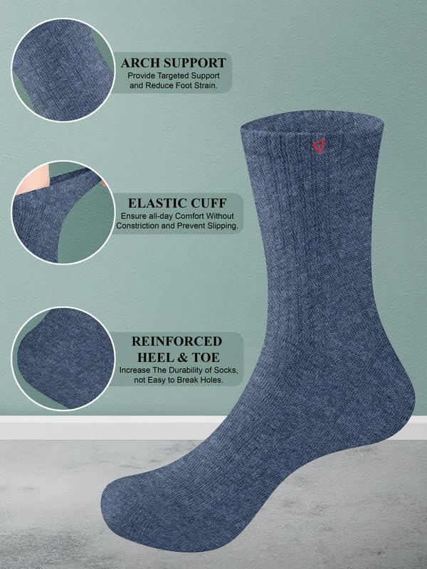 TRENDMALLS Cotton Blend Socks for Mens & Womens, Crew Length, Athletic Odour Free with Arch Support Sports Running wear Unisex Free Size (Packs of 3 & 6)