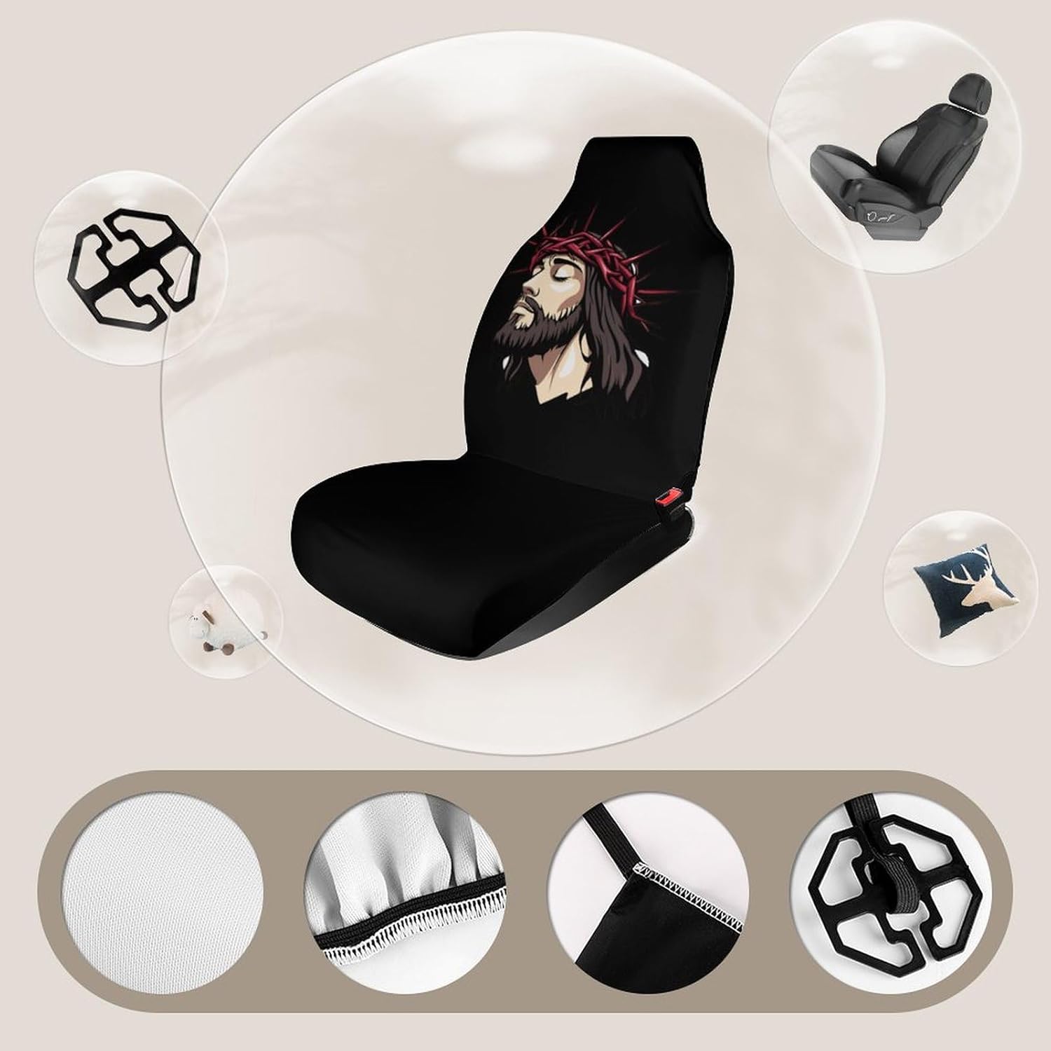 Christ Crrown of Thorns Car Seat Covers Universal Car Front Seats Protector Auto Interior Accessories 2PCS