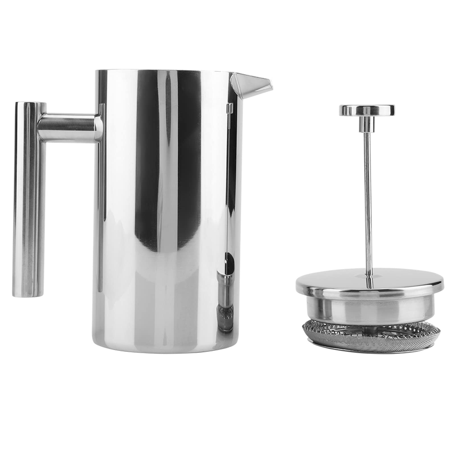 Macchina per caffè e tè French Press a doppia parete in acciaio inossidabile con filtro, 1000 ml, 34 once, specchio e finitura spazzolata (800 ml)