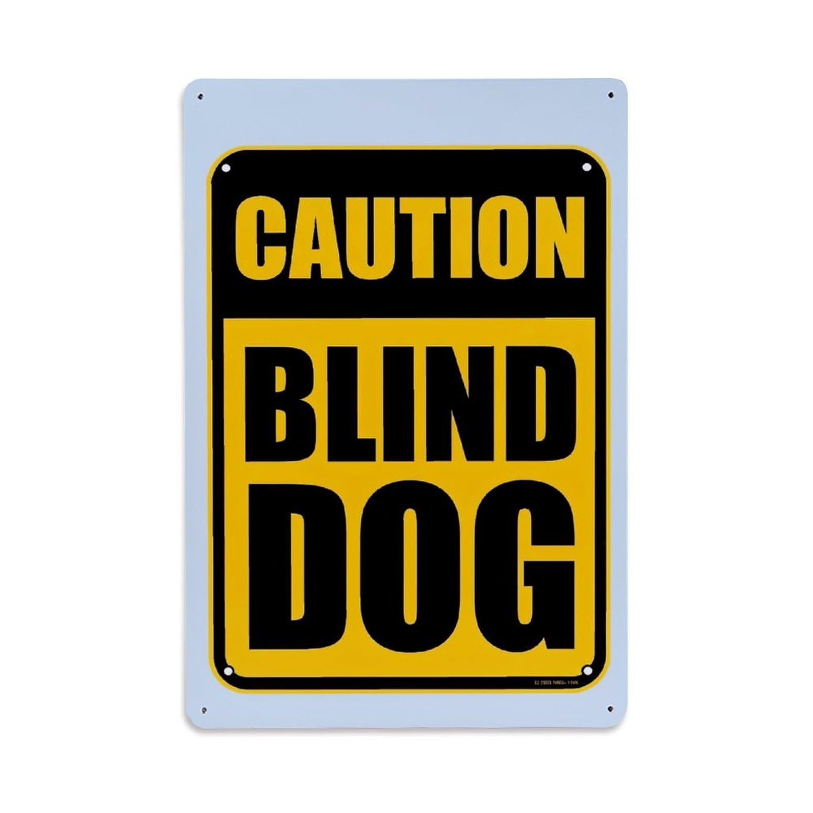 Jdfenggu Vintage Caution Blind Dog Sign Print Retro Metal Tin Sign, Metal Poster For Bar, Home, Man Cave, Kitchen, Laundry Room Art Decor 8X12 Inch