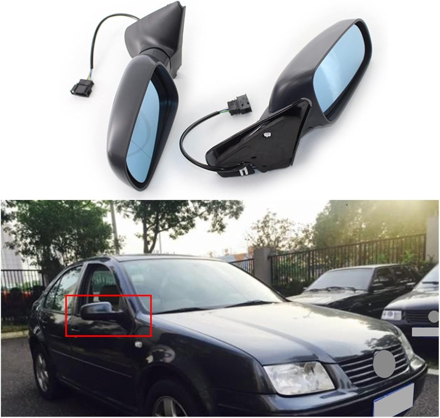 ブラック 車用電動ミラー バックミラーアセンブリ バックミラー VW Bora MK4 Golf4 1999 2000 2001 2