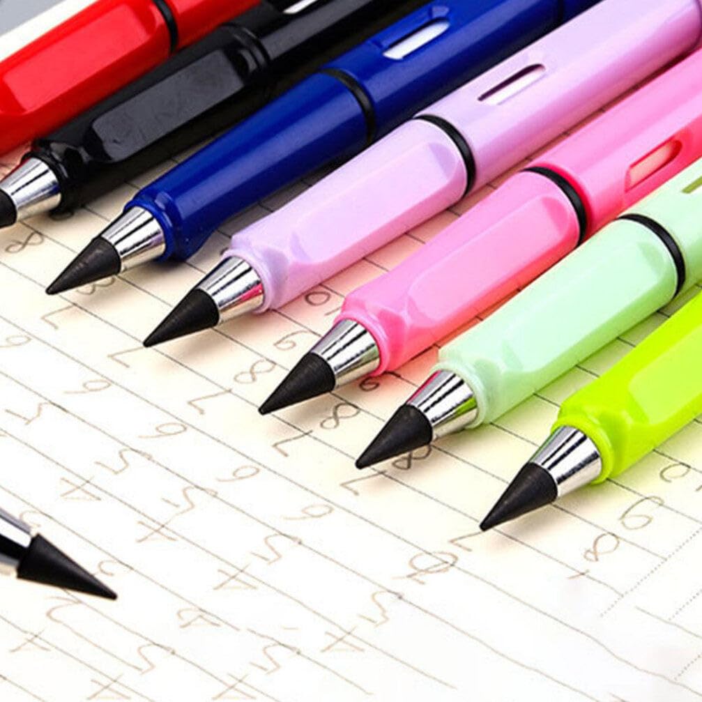 OFFCUP Matite Eterna, 5Pcs Penna Senza Inchiostro Matita, Penna Riutilizzabile Matita Infinita con 5 Punte di Ricambio e Gomma, Matita Infinity per