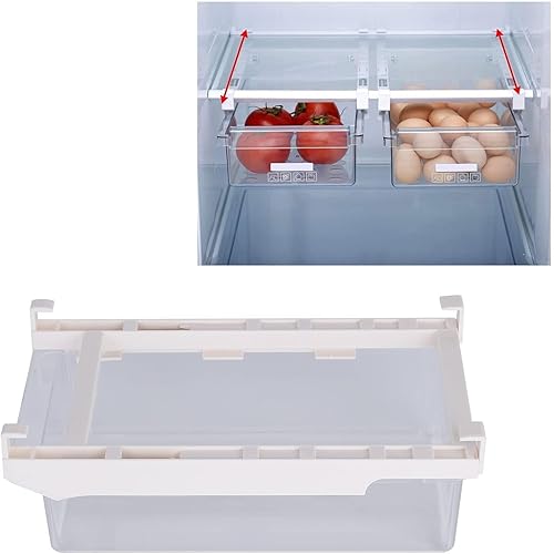 Miniatura 8 de Organizador de cajones para nevera, contenedores organizadores de refrigerador transparentes, contenedores de almacenamiento extraíbles para estante