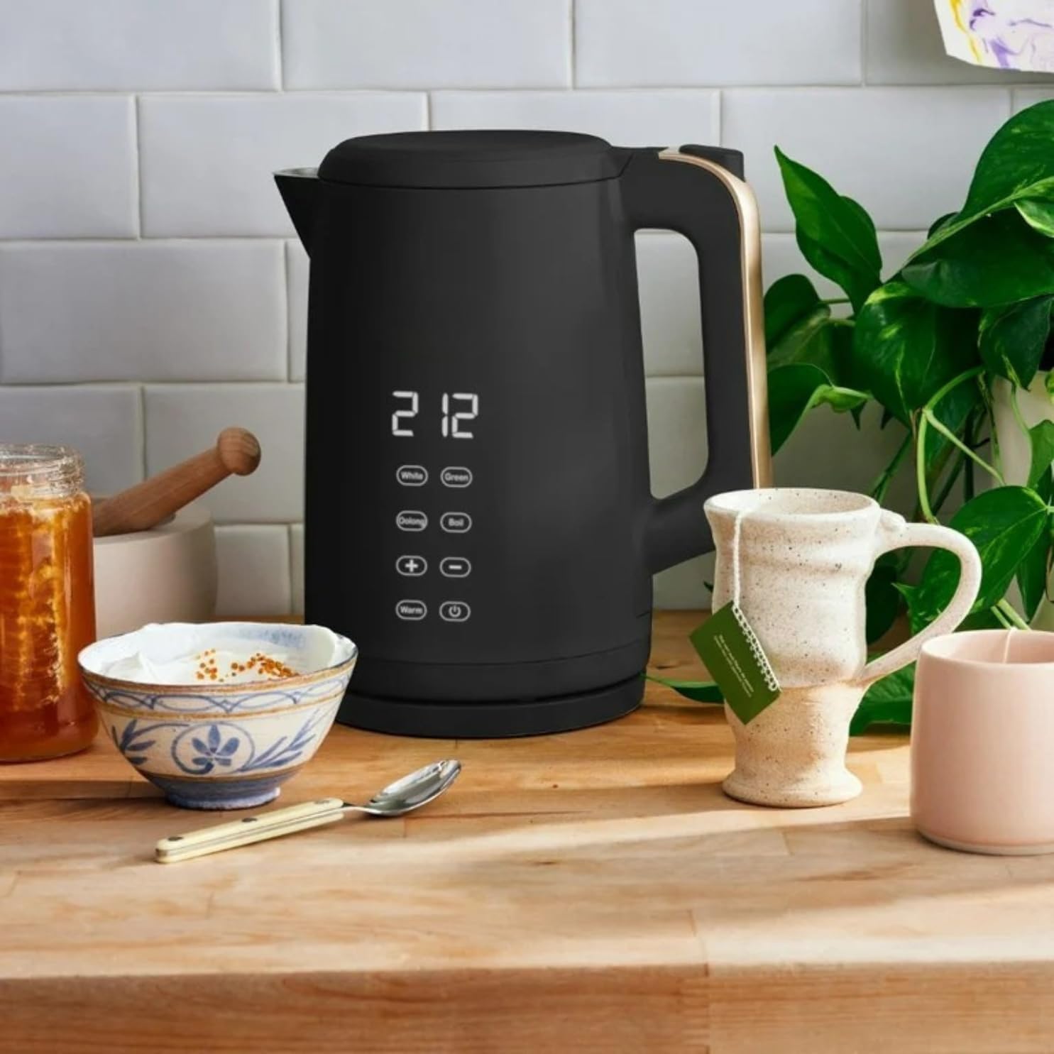 Electric Kettle 1.7L 1500W Fast Boil, Temperature Control with Presets, Touch Display, Stainless Steel Interior, Auto Shut-Off & Keep Warm, Cordless Tea & Coffee Kettle