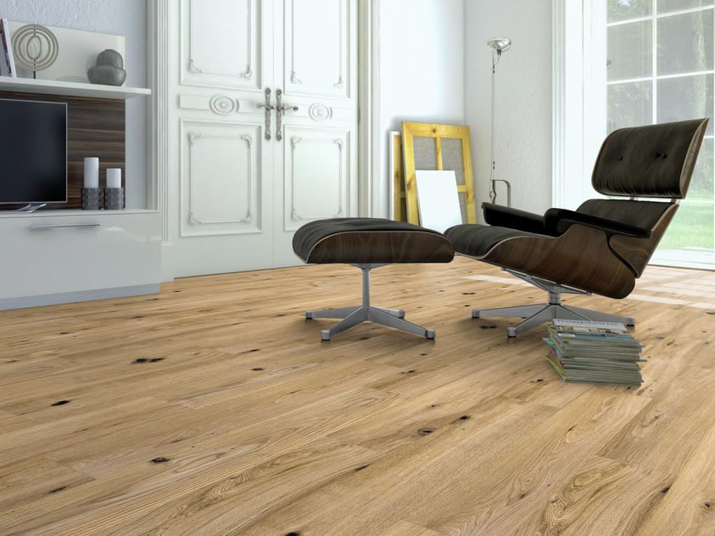 Korkboden Natur mit integrierte Kork-Dämmung zum klicken,Bodenbelag 8,5mm, Landhausdiele Korkoberfläche, Fußwarm Kork-Fußboden klicksystem, 1Paket(2,03m²)-DESIGNTrend Eiche Antique