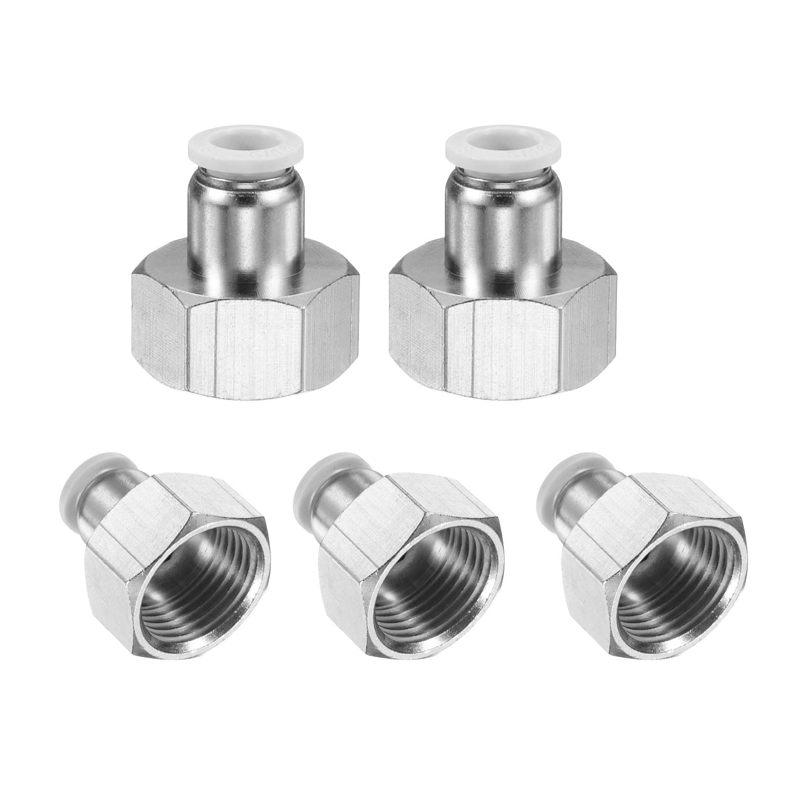 HARFINGTON 5pcs Push to Connect Fittings 5/16" Tube OD x 1/2" NPT Thread Female Straight Pneumatic Tube Fittings PCF5/16-N04 Quick Connect Air Line