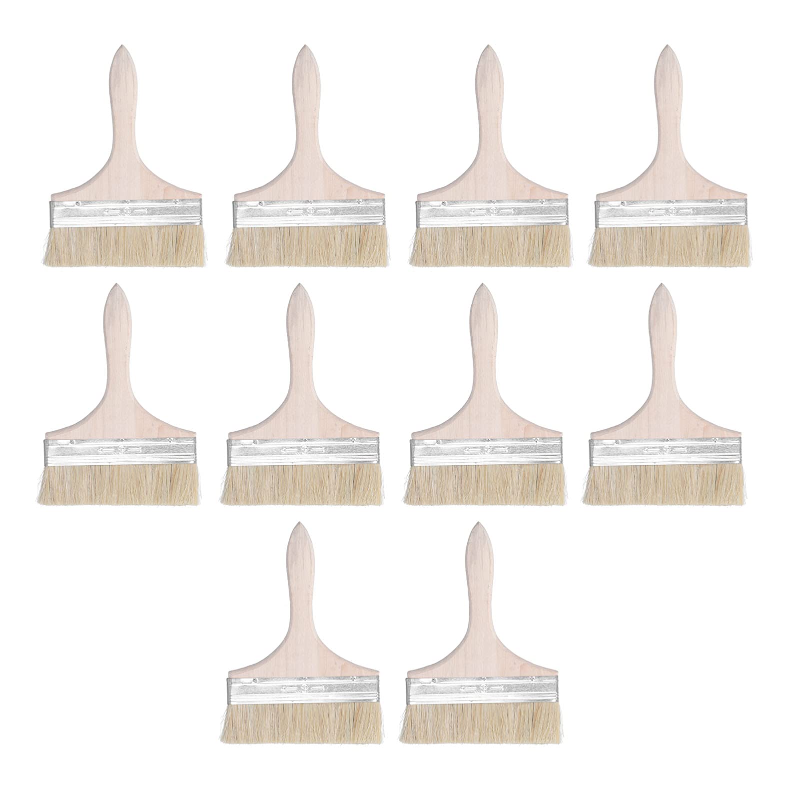 10 pezzi di pennelli in lana artificiale da 6,5 pollici, kit di spazzole per smalti e vernici, a testa piatta con manico ergonomico in legno, ideali per pitturare pareti, ungere la