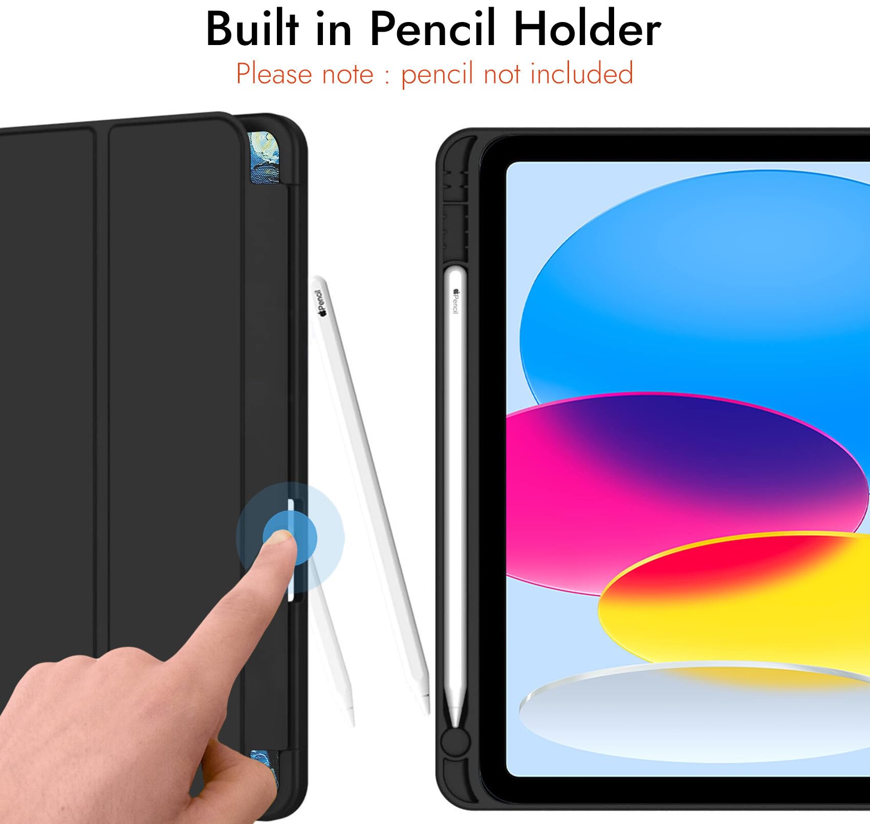 Robustrion Case for iPad 11th Gen (A16) / 10th Generation Cover Case (2025/2022), Smart Flexible Trifold Flip Stand Cover [Pencil Holder] for iPad 10th Gen / 11th Generation [Auto Sleep Wake] - Night — Amazon image 5