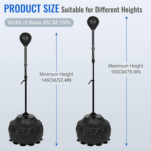 Miniatura 2 de Reflex Speed Bag - Saco de boxeo de base gruesa, con altura ajustable y resorte reforzado, fuerte y duradero, para boxeador, persona de fitness