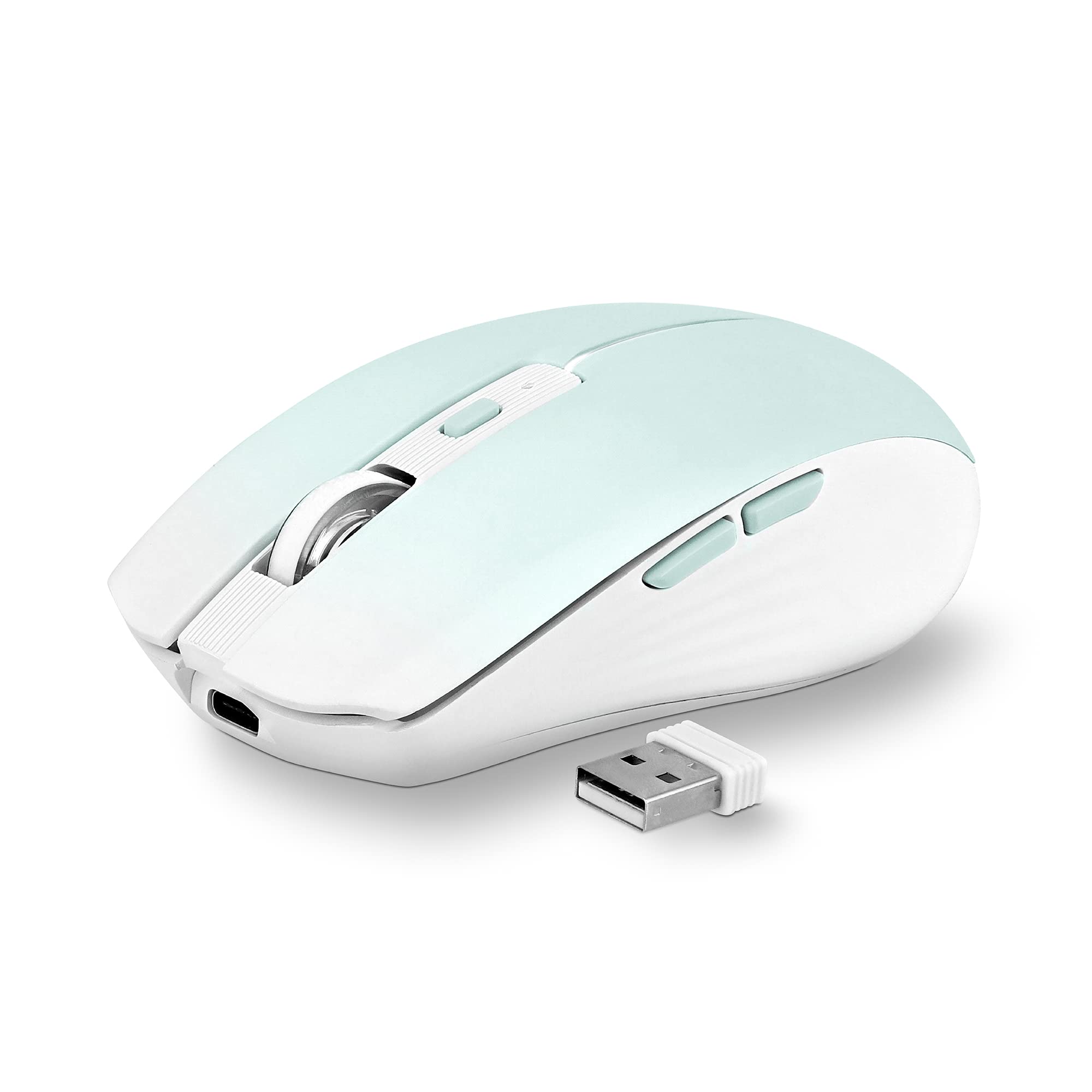 T'NB Modna kolorowa mysz bezprzewodowa, podwójny tryb Bluetooth i USB-A, możliwość ładowania o wysokiej autonomii, dokładność 1600 DPI, 6 przycisków - niebieska