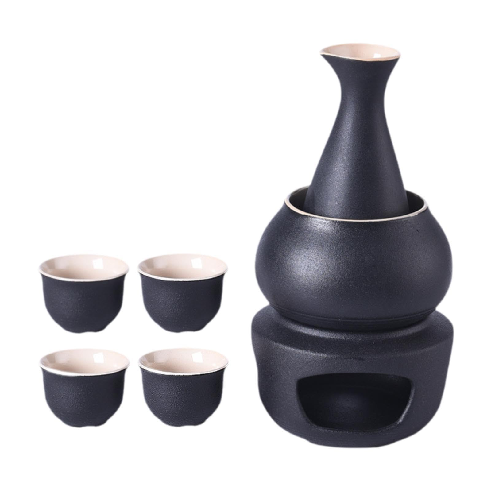 Sake Set mit Tassenwärmer, 4 Tassen, von Heißem Sake zu Hause