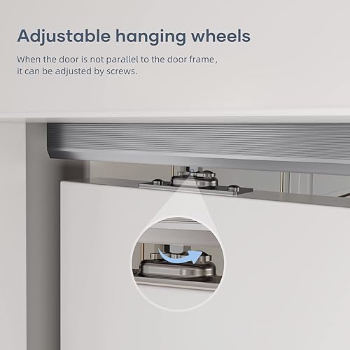 Miniatura 3 de FINOSEN Kit de riel de puerta corrediza de grado comercial de 5 pies, montaje superior, resistente, suave y agradable, fácil de instalar, aluminio