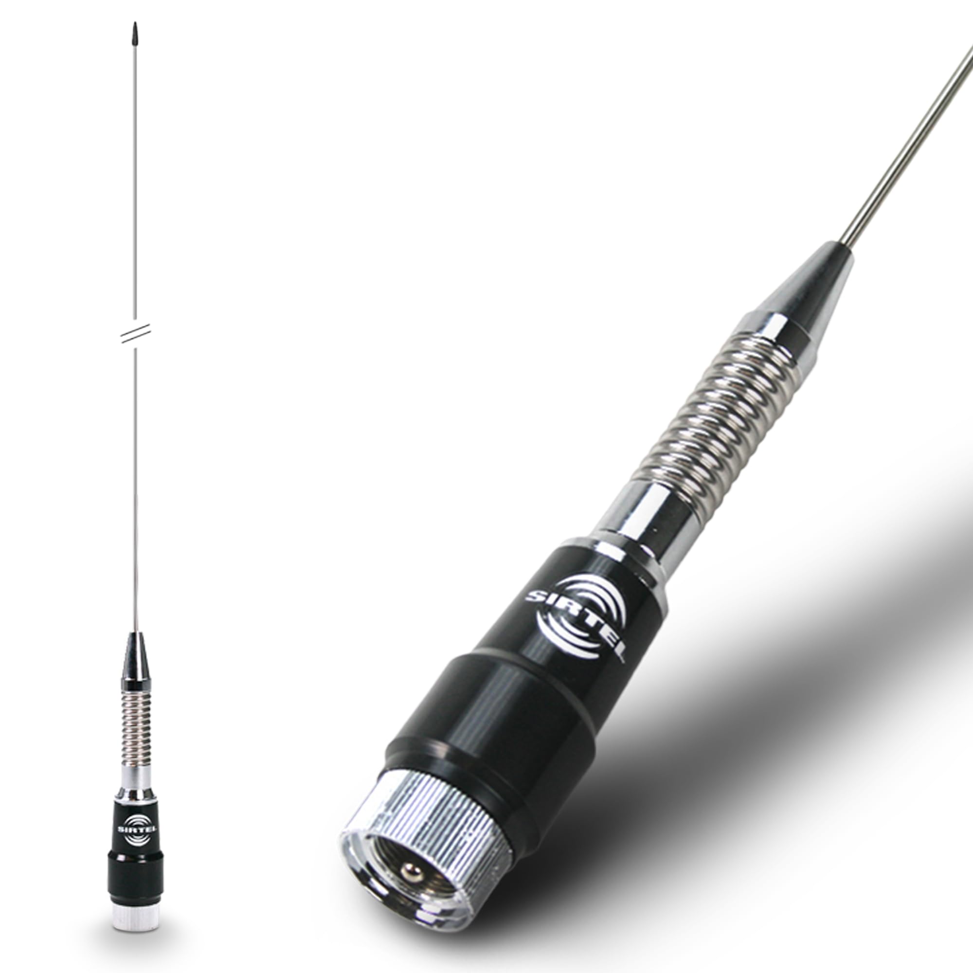 SRTM-128-S Antena móvil VHF 136-174 MHz. con Muelle.Conector PL