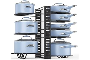 Adjustable Pots and Pans Organizer Rack for Kitchen Storage and Organization
