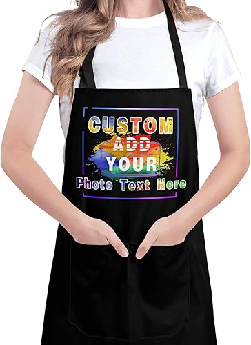Delantal personalizado para mujeres y hombres con bolsillos para cocina, impermeable, regalo personalizado, añade tu texto fotográfico