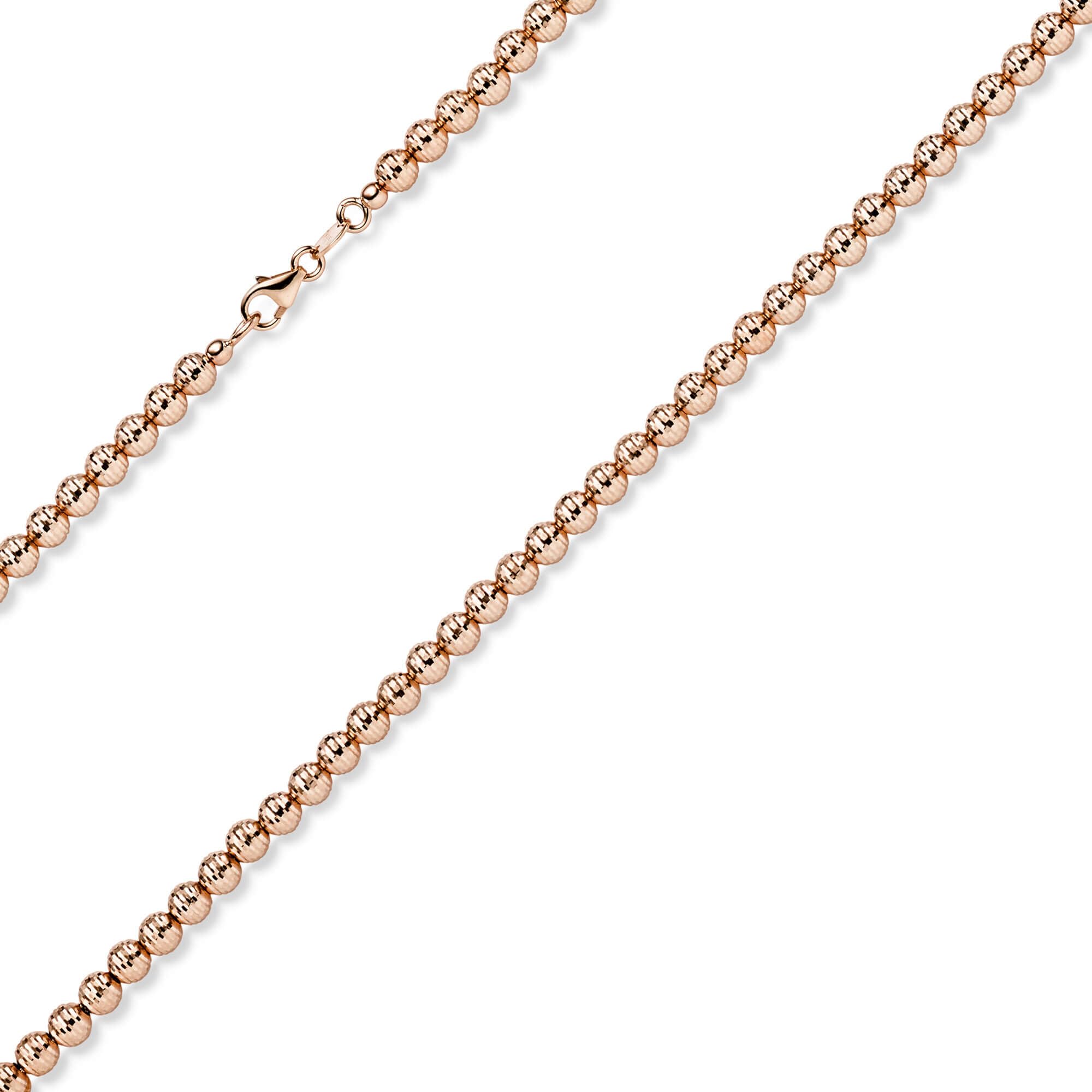 4mm Kette Collier Kugelkette diamantiert aus 585 Gold Rotgold 45cm