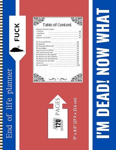 What The Fuck I'm Dead Now What?: The planner for my final wishes and end-of-life arrangements, or the 'what to do next' guide in the event of my passing.