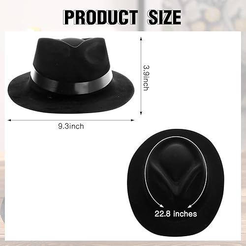 Miniatura 3 de Sureio Sombrero de gángster de 12 piezas, sombreros de plástico para caballeros, sombreros de disfraz de gángster para hombres, mujeres, niños,