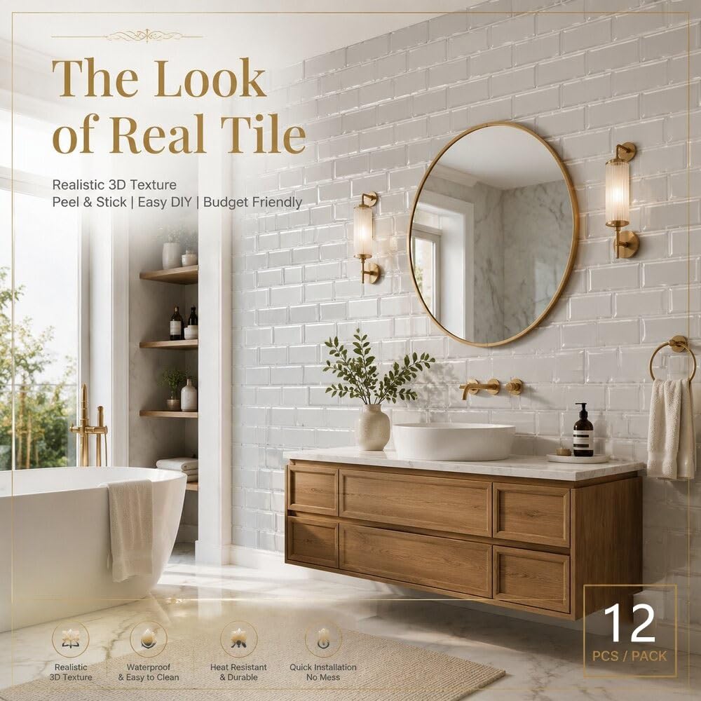Peel Stick Accent Wall Tile Marble Backsplash Panels