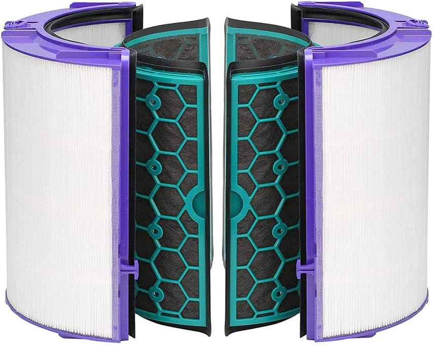 Air Purifier Dyson DP04 Pure Cool Desk Fan Filter Dyson TP04 HP04 HEPA Filter & Inner Activated Carbon Filter - Sealed Two Stage 360° Filter System, White/Black