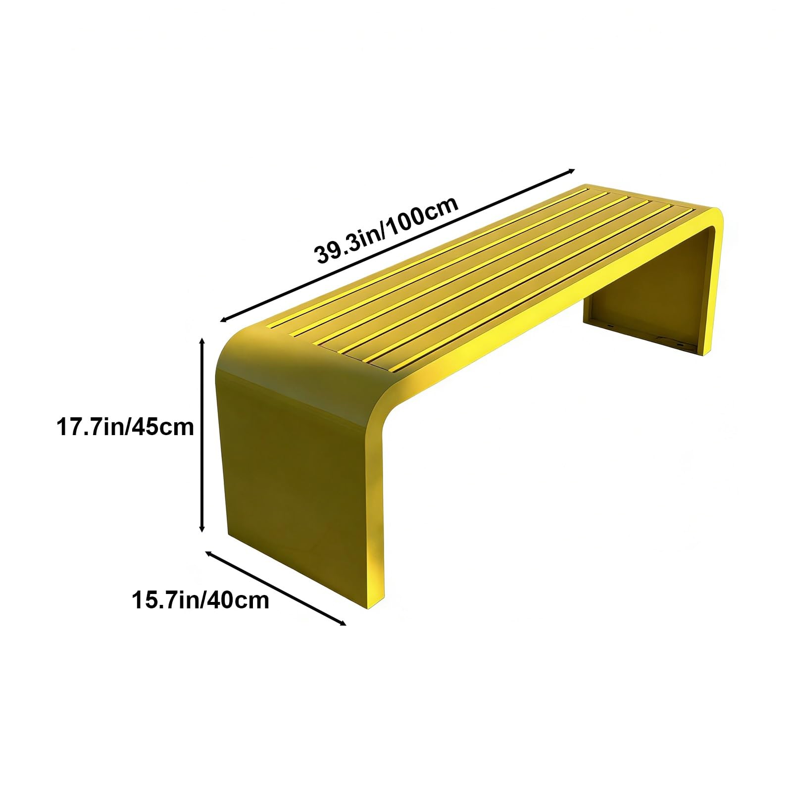 Genérico Banco de Parque Exterior de Acero Inoxidable Resistente a la Intemperie y de Alta Resistencia - Asiento Duradero para jardín, Patio, Porche y Piscina, 100 cm (39,3 Pulgadas), Color Amarillo