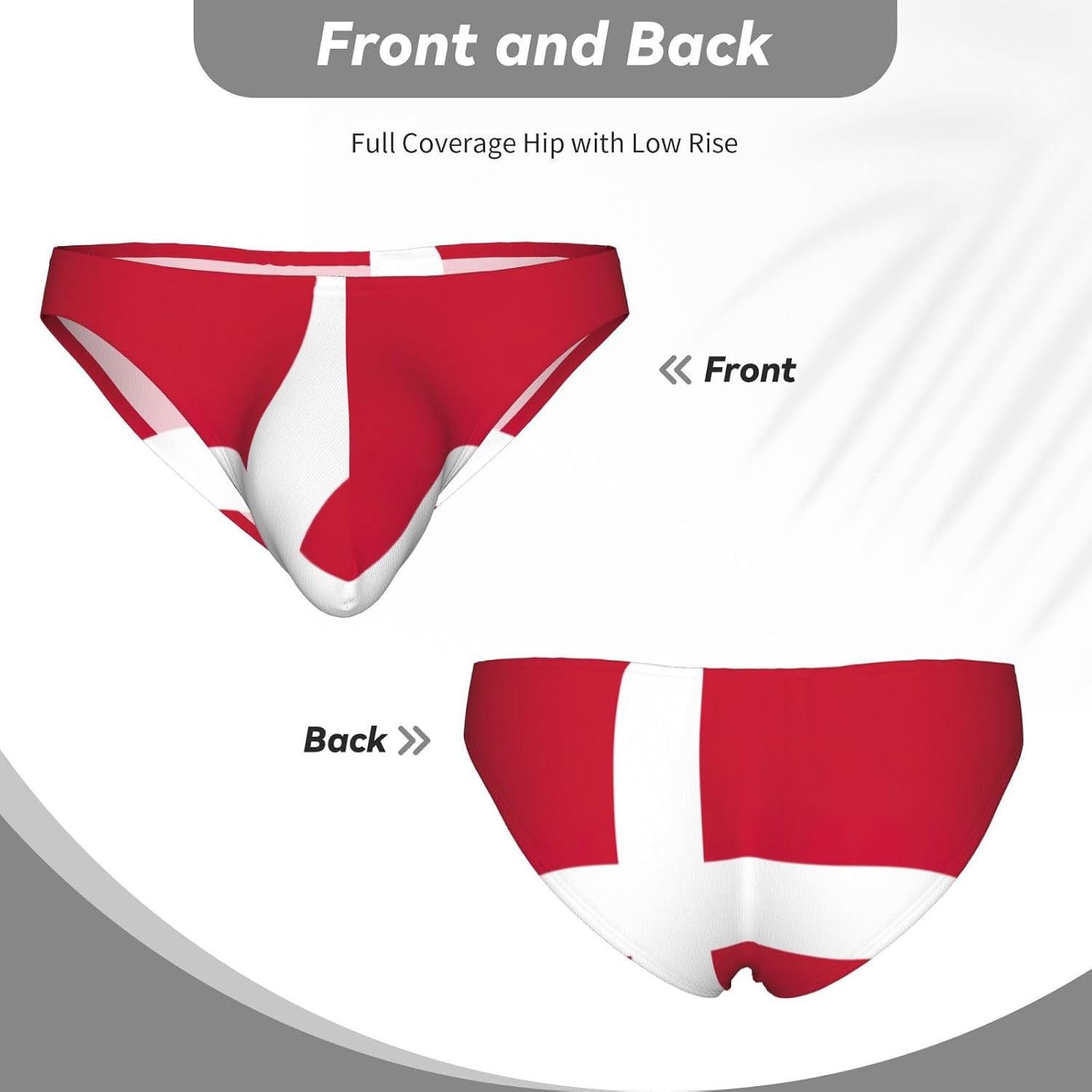 Danish Flag Print Mens Underwear With Pouch Smooth Men'S Briefs Low Rise Bikini Briefs For Men For All Day Comfort